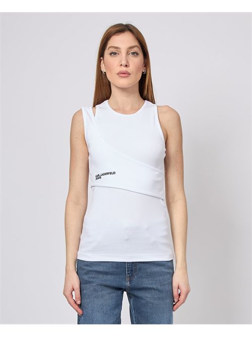 T-shirt côtelé Karl Lagerfeld avec logo KARL LAGERFELD | A2W17022100